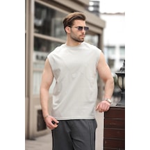 Madmext Boyalı Gri Kolsuz %100 Pamuklu Basic Erkek T-shirt E7137 Boyalı Gri
