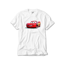 Şimşek McQueen Cars Beyaz Tişört Beyaz