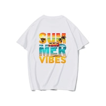 Brz Collectıon Brz Collection Unisex Oversize Beach Summer Vibes T-shirt Beyaz
