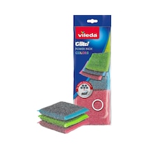 Vileda Bulaşık Süngeri Power Pad Colors İnox 3'lü