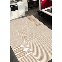Decomia Home Dijital Kaymaz Yıkanabilir İskandinav Modern Geometrik Çizgili Kitchen Mutfak Halısı  DC-5185 Beyaz