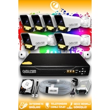 Elitcam 6 Kameralı Süper 6 Dış Kamera Set 320 GB 5 MP 2K Net Renkli Gece Görüşlü Güvenlik Kamerası Sistemi