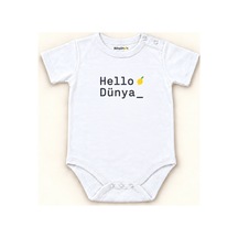 Babylimon Hello Dünya Beyaz Kısa Kollu Çıtçıtlı Bebek Zıbını Beyaz - Hello Dünya - 928161968 Beyaz - Hello Dünya