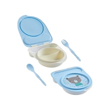 Ayrex Flybee Gezgin Çocuk Taşınabilir Beslenme Kabı, Bebek Mama Kabı, Çatal &amp Kaşık Seti - Tilki Yeşil Ay Genel