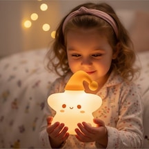 Renk Değiştiren Yumuşak Silikon Rgb Led Sevimli Yıldız Çocuk Odası Gece Masa Lambası Şarj Edilebilir