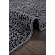 Badelya Home Gri Şönil Makinada Yıkanabilir Kaymaz Taban Saçaklı Pamuklu Halı Kilim Oturma Odası Salon Mutfak