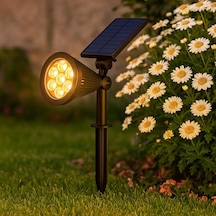 7w Solar Led Bahçe Armatürü Amber Işık Güneş Enerjili Kazıklı & Duvar Montajlı Çim Aydınlatma Lambası 7 Led, Ip65, 90 Lümen, 140x270x95 Mm Enerji Sınıfı F 10 Parça Siyah