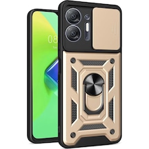 Newface İnfinix Hot 30 5g Kılıf Pars Lens Yüzüklü Silikon - Gold Altın