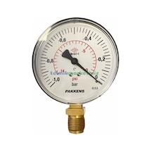 100MM -1/0 Bar ALT Çıkışlı G1/2" VakuMMetre. Vakum Ölçer Pakkens