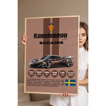 Koenigsegg Sadair's Spear Tablo - Teknik Özellikli Hiper Araba Poster - Çerçeveli Duvar Dekoru Kayın