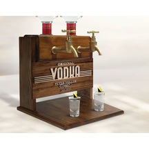 Bk Gift Kişiye Özel Kabartma İsimli Çift Musluklu Doğal Ahşap Vodka Standı, İçki Standı, Doğum Günü Hediyesi, Ev Hediyesi, Erkek Hediye-2