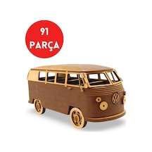 Volkswagen T1 Ahşap Model Araba - Retro Vw Minibüs Maketi - 91 Parça Ahşap 3d Kit