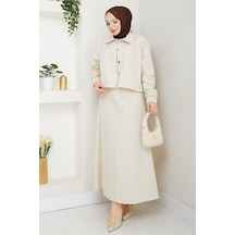 Cerza Ceket Etek İkili Takım 1534 - Bej Bej