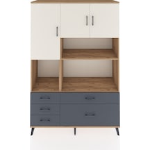 Hyperion Dolap 8 Raflı 5 Çekmeceli 3 Kapaklı 132x44x195 Çam-aytaşı/antrasit Aytası/antrasıt