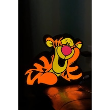 Turuncu Tiger Kaplan Led Gece Lambası, Dekoratif Ve Sevimli Aydınlatma Ürünü Çok Renkli