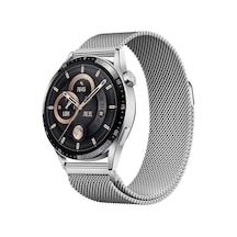 Huawei Gt2 42mm Zore Band-12 20mm Metal Hasır Kordon-gümüş