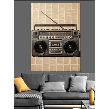 Ahşap Tablo Nostaljik Radyo Ve Gazete Tasarımı