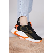 Tonny Black Rahat Kalıp Yüksek Taban Bağcıklı Unisex Siyah Turuncu Spor Ayakkabı V2901-0 Siyah Turuncu