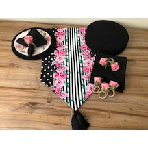 Sofra Sunum Seti Pembe Gül Desenli Takım Çok Renkli