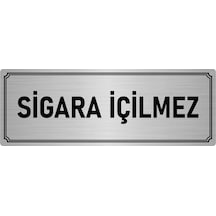 Metal Yönlendirme Levhası, Departman Kapı İsimliği Sigara İçilmez 7x20 cm Gümüş Renk