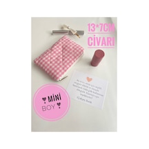 Pembe Pötikare Kapitone Mini Boy Makyaj Çantası - Mini Cüzdan Pembe