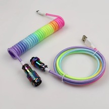 Honeybeeshop Lano Gx16 Havacılık Kıvrımlı Mekanik Klavye Kablosu Çift Kolluklu 1 5 M Siyah Beyaz