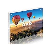 Ayrex 6x8 Akrilik Resim Çerçevesi, Manyetik Köşeli Şeffaf Fotoğraf Çerçevesi, Masa Üstü, Mikrofiber Kumaş Dah