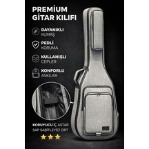 Keten Gri Klasik Gitar Çantası Su Geçirmez Pedli Sap Sabitleyici Cırtlı Gigbag