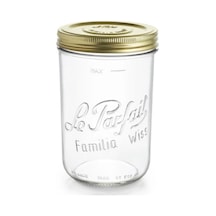 Le Parfait Familia Wiss 1000 Ml / 1 L Cam Saklama Ve Konserve Kavanozu, Kahve Ve Kuru Gıda İçin, Çift Kapaklı Vakumlu Kapatma Sistemi 12 Izgara