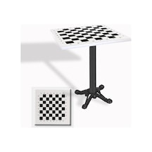 Çipa Döküm Ayak Kare Masa 70x70 Cm - Werzalit, Wermodin Ve Allzalit Tabla - Satranç Beyaz Çok Renkli
