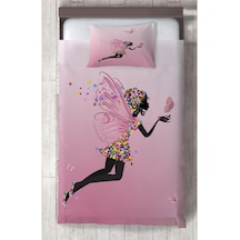 Mekta Home Bebek Ve Çocuk Odası Pembe Uçan Kelebekli Prenses Kız Desenli Yatak Örtüsü