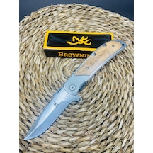 Browning Marka Ahşap&metal Kasa Kamp Çakı //23cm-322141 Açık Kahverengi