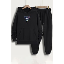 Uyguntarz Unisex Space Baskılı Eşofman Takımı Siyah