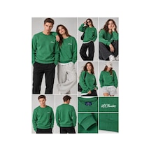 Hk Premium Sweatshirt Bisiklet Yaka Hk Premium Logolu Erkek Basic Yeşil