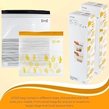Istad Orta Boy Çift Mühürlü Tekrar Kullanılabilir Gıda Torbaları, 1,2 Ve 2,5 Litre, Siyah Çizgili/sarı Yaprak - 100 Adetlik Set 4296