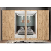 Albero Sürgülü Çekmeceli Gardırop Dolap Çam 400 Cm Montaj Dahil