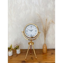 Gold Metal Mini Tripod Modern Masa Saati 45 26 Cm - Şık Ve Dekoratif Tasarım Renkli