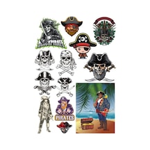 Korsan Kuru Kafa Sticker Set-2 15 Parça Telefon, Tablet, Defter, Laptop Sticker