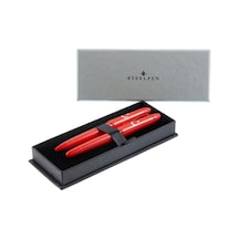 Steelpen Pearl Serisi 4500 Kırmızı Bayrak Dolma Kalem + Tükenmez Kalem Seti