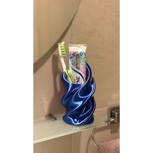 Dekoratif Spiral Diş Fırçalık Ve Macun Tutucu 3d Tasarım Banyo Aksesuarı Organizer Mor - Mavi