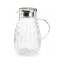1800 Ml,büyük Boy Borosilikat Cam Sürahi,metal Süzgeç Kapaklı,su,limonata,detoks,çay Sürahisi-model2