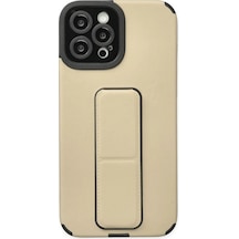 Apple iPhone  Uyumlu  12 Pro Max Kılıf Mega Standlı Silikon - Gold