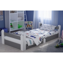 Montessori Karyola Beyaz-Antrasit 90x190 Yatak Uyumlu Oval Kesim Çocuk Yatağı Tlp-301