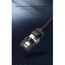Cat6 Saf Bakır Metal Konnektör Ethernet Kablosu Siyah 1 Metre