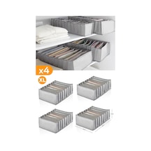 4 Adet - 8 Gözlü Gri Benekli Çekmece İçi Düzenleyici Organizer Xlarge Kumaş Gri Diğer