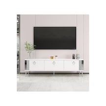 Terra 150 Cm Tv Ünitesi Tv Sehpası Beyaz-gümüş Beyaz-gümüş