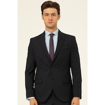 Süvari Lacivert Slim Fit Düz Sivri Yaka 6 Drop Klasik Takım Elbise