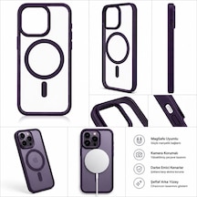 İphone 13 Pro Max Uyumlu Kenarları Mor Renkli Magsafeli Kılıf