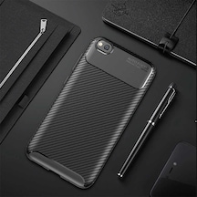 Mutcase - Xiaomi Uyumlu Redmi Go - Kılıf Auto Focus Negro Karbon Silikon Kapak - Siyah