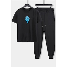 Uyguntarz Unisex Su Avatar Baskılı 2'li Eşofman Takımı Siyah